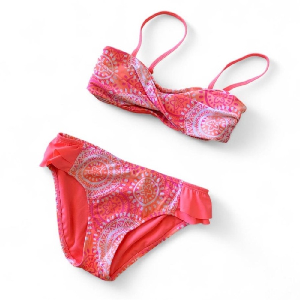 Justice Girls Size 10 Pink Sherbet Bikini Set Coral Swim New Without Tags